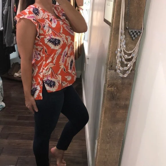 Rachel Rachel Roy floral medium orange summer top - Picture 5 of 9